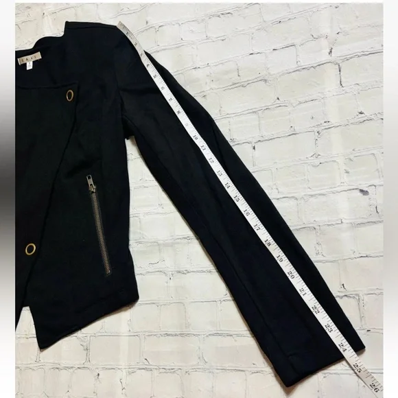 CAbi #615 Moto Blazer Jacket Womens Size S Black Ponte Knit Asymmetrical Zip - Picture 10 of 11